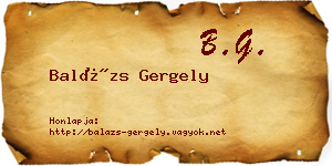 Balázs Gergely névjegykártya